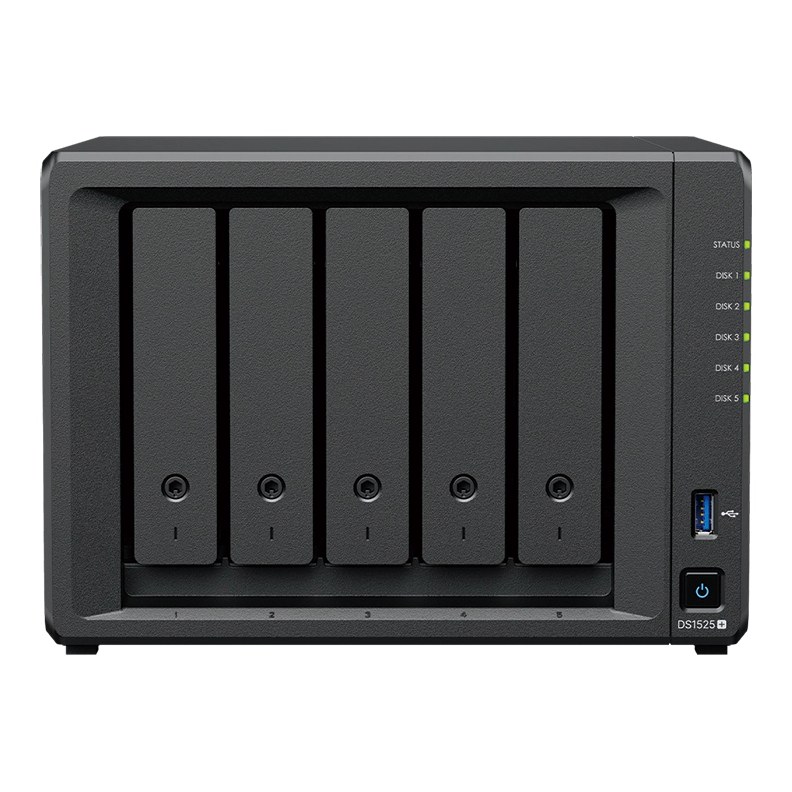 Synology DS1525+ 5-Bay NAS AMD Ryzen V1500B 8GB DDR4 ECC Dual 2.5GbE 2x M.2 NVMe 10GbE-Ready (Diskless)