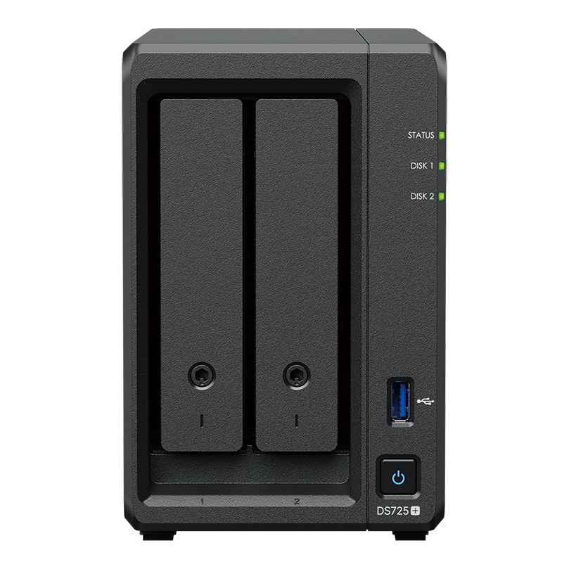 Synology DS725+ 2-Bay NAS AMD Ryzen R1600 4GB DDR4 ECC 2.5GbE + 1GbE 2x M.2 NVMe Slots (Diskless)