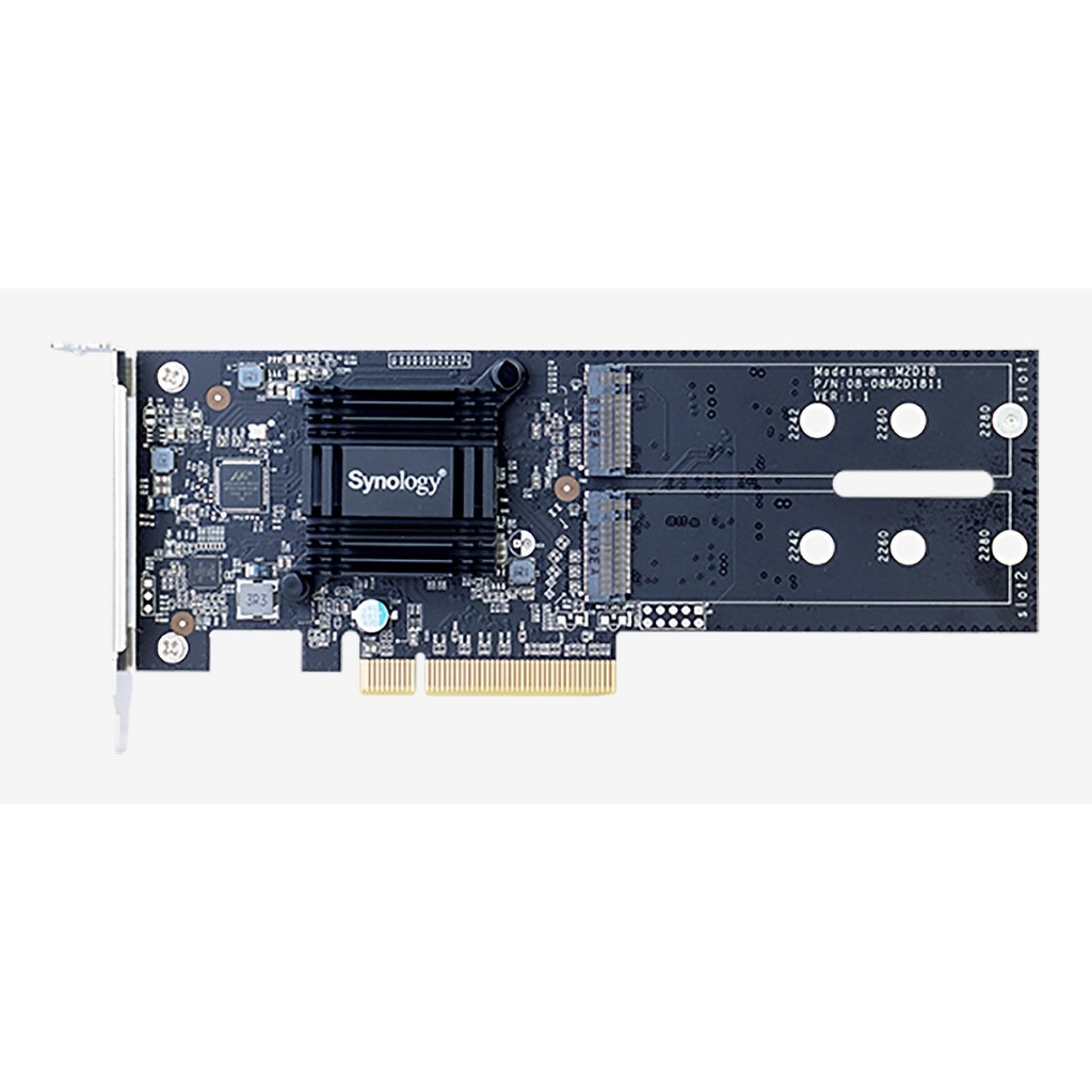 Synology M2D18 Dual M.2 SATA/NVMe SSD Adapter Card, PCIe 2.0 x8, 2280/2260/2242