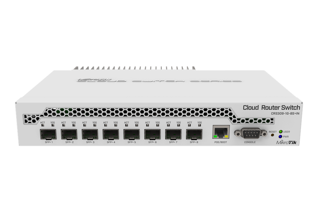 MikroTik CRS309-1G-8S+IN 8 SFP+ and 1Gigabit Ethernet Ports POE and DC Input Rack Kit Included