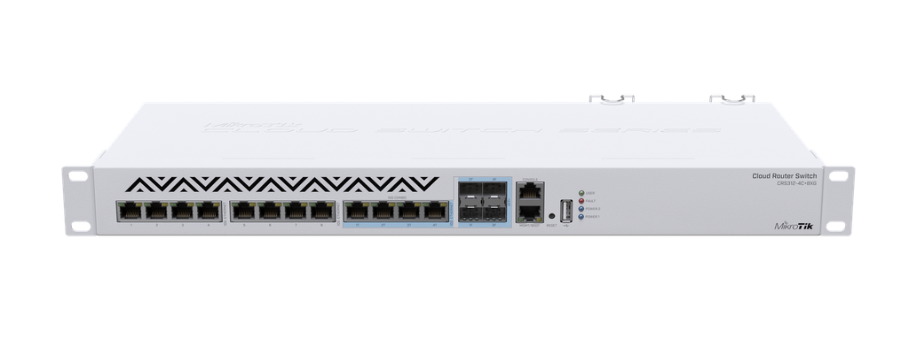 Mikrotik CRS312-4C+8XG-RM 12-Port 10G Switch Dual Power Supply Rack Kit