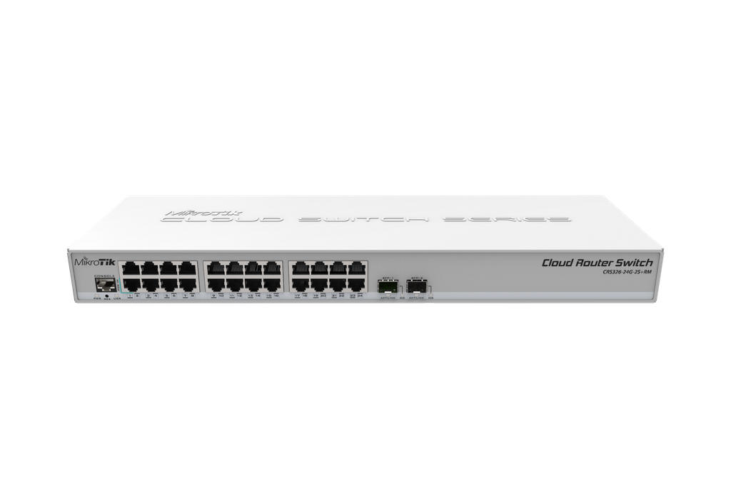 MikroTik CRS326-24G-2S+RM 24 Gigabit switch 2 x SFP+ cages 1U rackmount Dual boot