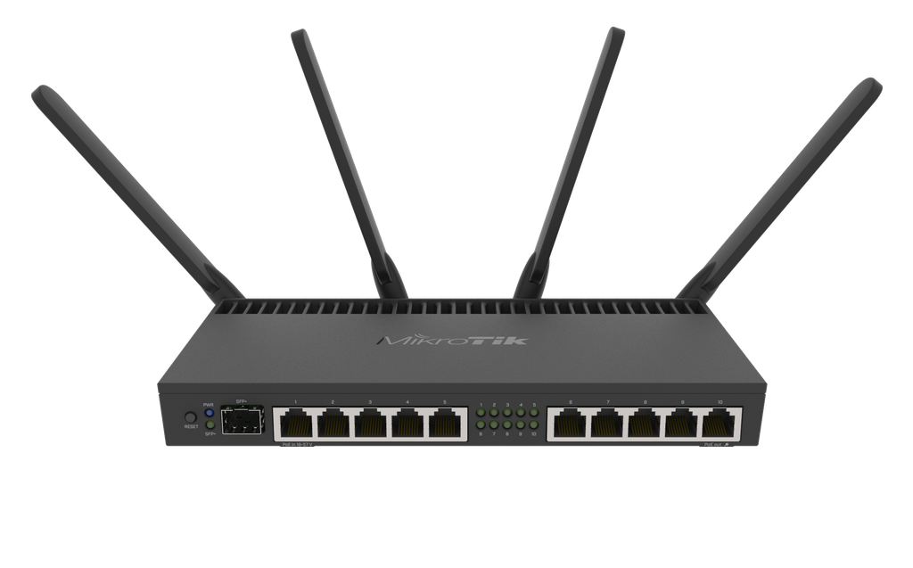 Mikrotik RB4011iGS+5HacQ2HnD-IN 4x 1,4 GHz, 10x Gigabit LAN SFP+ L5 WiFi Desktop Case