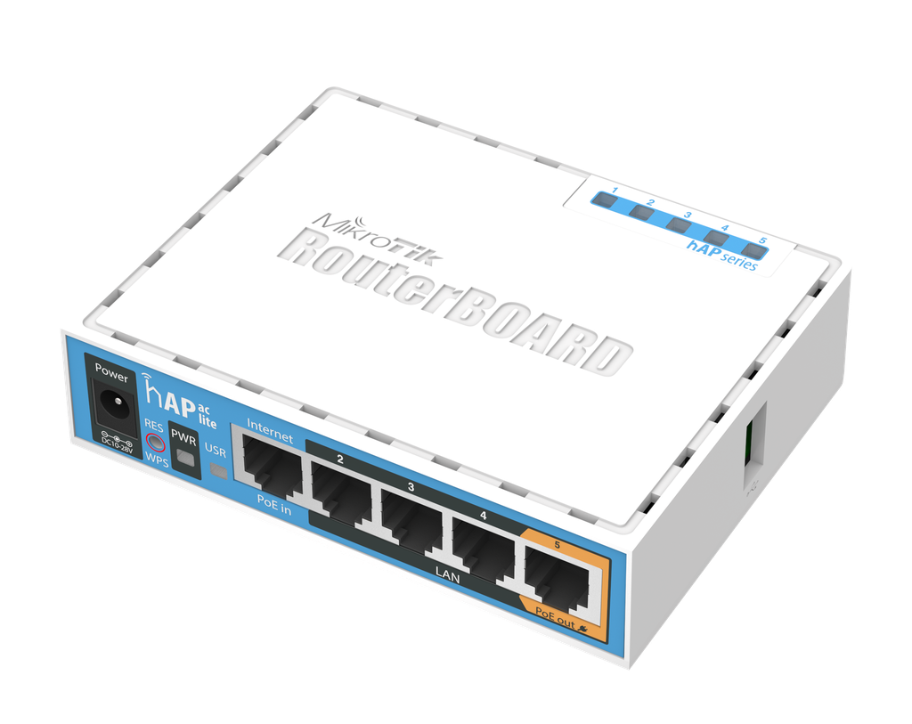 Mikrotik RB952Ui-5ac2nD hAP ac lite 650MHz CPU 64MB RAM 5xLAN USB