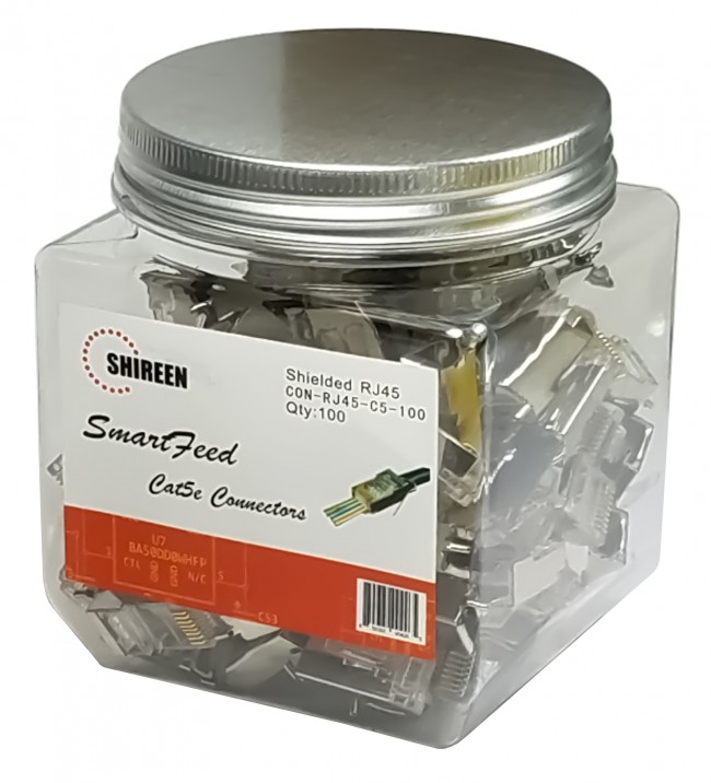 Shireen CON-RJ45-C5-100 SmartFeed Cat5e Shielded RJ45 Connectors - 100pk