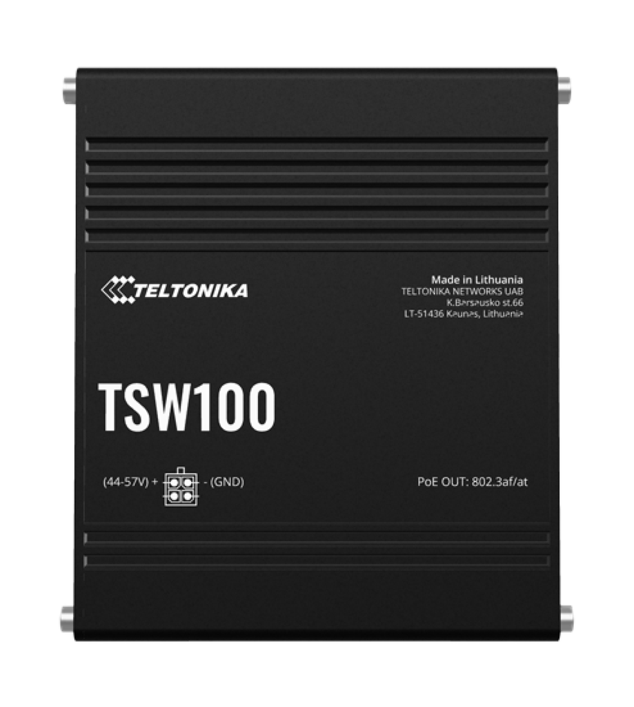 Teltonika TSW100 Unmanaged Industrial 802.3af/at Gigabit Ethernet PoE Switch With 60W AU Power Supply