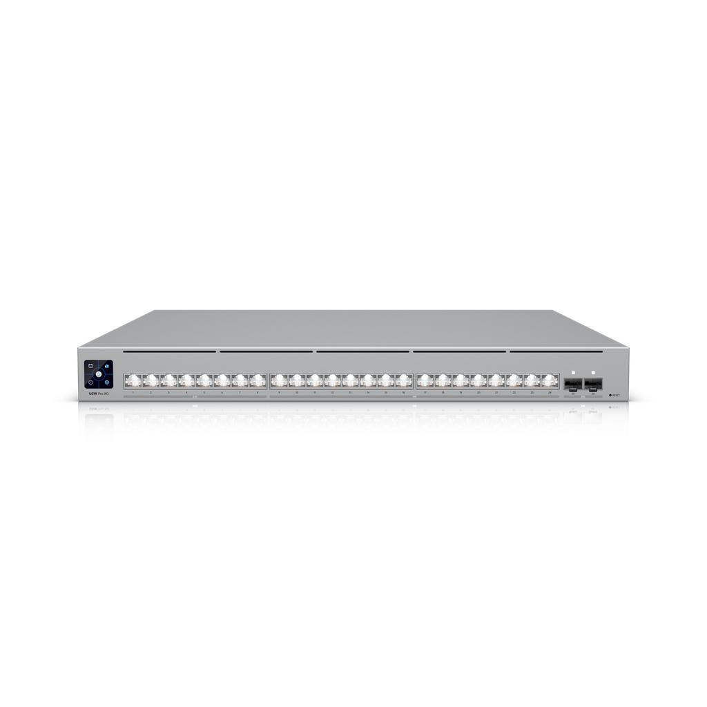 Ubiquiti USW-Pro-XG-24 UniFi Professional-grade, 24-port Layer 3 Etherlighting™ switch with (16) 10 GbE, (8) 2.5 GbE, (2) 25G SFP28 ports