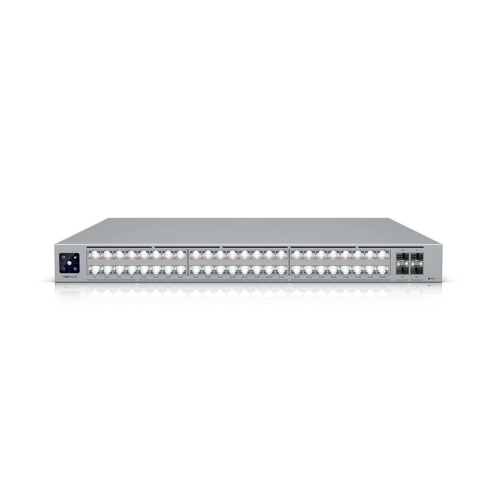Ubiquiti USW-Pro-XG-48 UniFi Professional-grade, 48-port Layer 3 Etherlighting™ PoE+++ switch with (32) 10 GbE, (16) 2.5 GbE PoE (4) 25G SFP28 ports