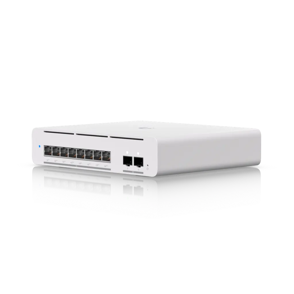 Ubiquiti USW-Pro-XG-8-PoE UniFi Professional-grade 8-port, Layer 3 Etherlighting™ PoE++ switch with (8) 10 GbE (2) 10G SFP+ ports.