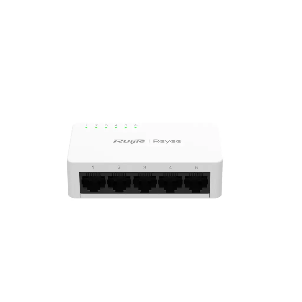 Ruijie RG-ES05F 5-Port 10/100 Mbps Unmanaged Switch, Plastic Case, Fanless, Plug and Play