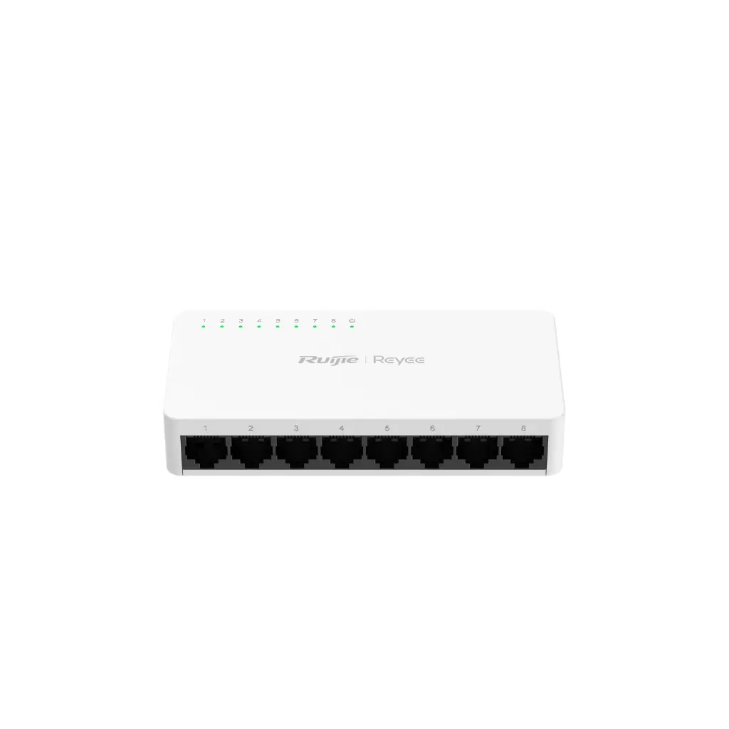 Ruijie RG-ES08G-L 8-Port 10/100/1000 Mbps Unmanaged Switch, Plastic Case, Fanless, Plug and Play