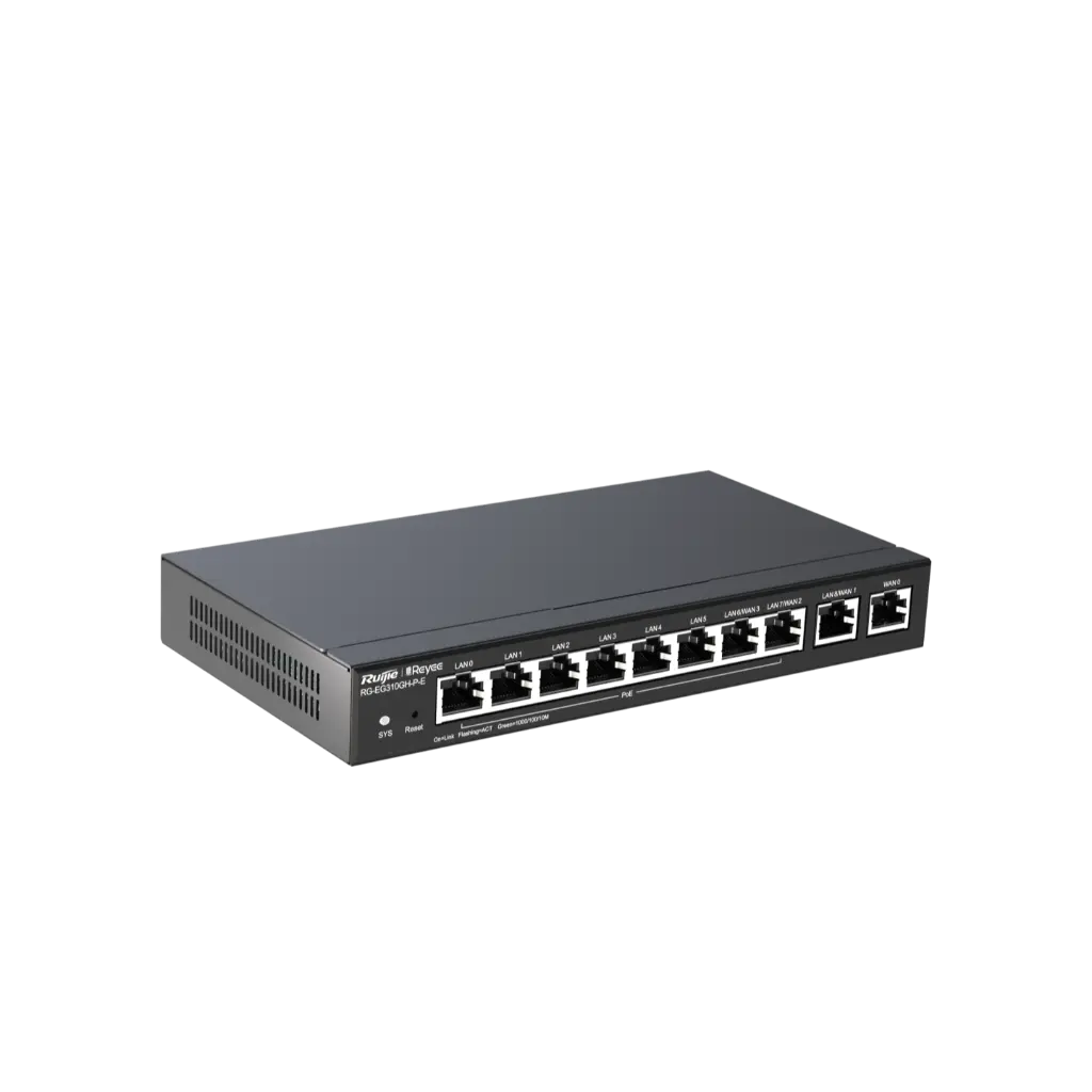 Ruijie Desktop 10-port full gigabit router,1 WAN,6 LAN,3 LAN/WAN