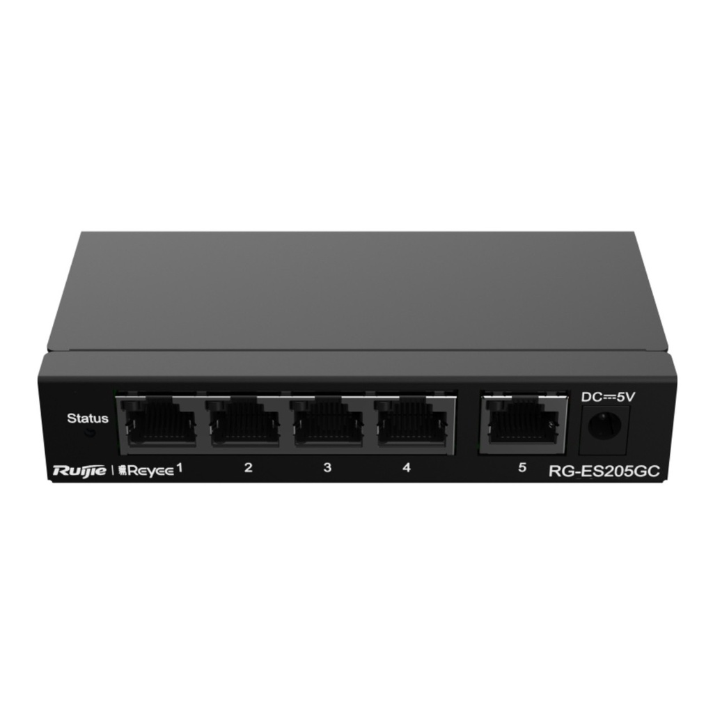 Ruijie RG-ES205GC Reyee 5-Port Gigabit Smart Cloud Managed Non-PoE Switch, Fanless Metal Desktop