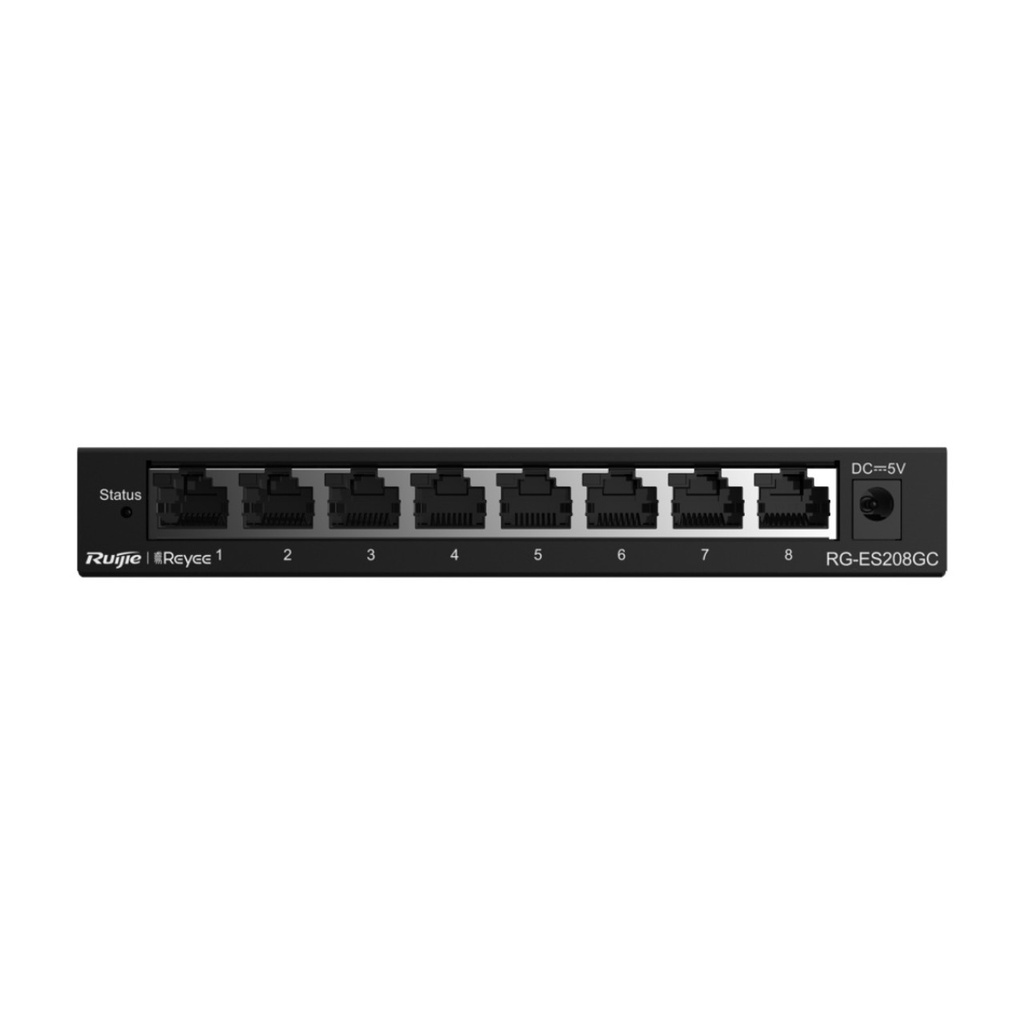 Ruijie RG-ES208GC 8-Port Gigabit Smart Cloud-Managed Non-PoE Switch, Fanless Metal Desktop