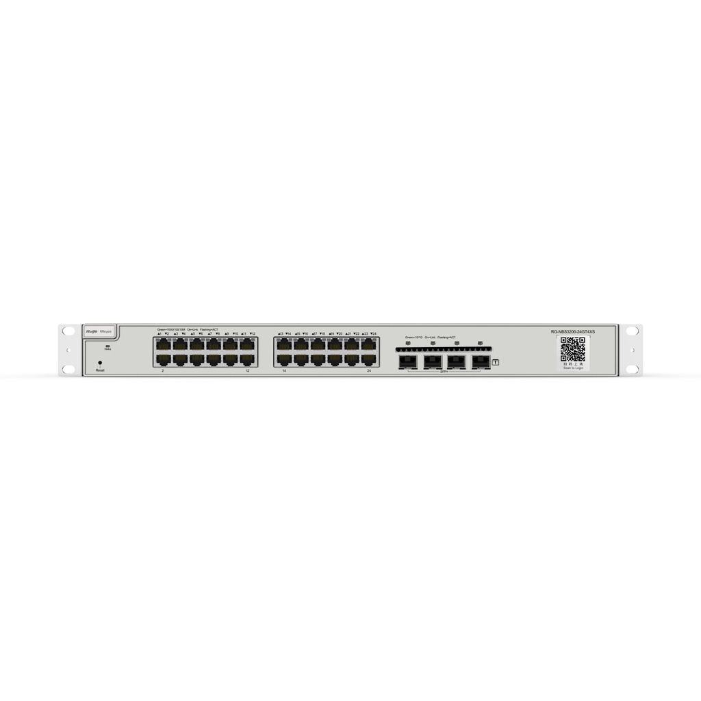 Ruijie RG-NBS3200-24GT4XS 24-Port Gigabit Layer 2+ Cloud Managed Switch, 4 x 10G SFP+ Uplinks, Non-PoE