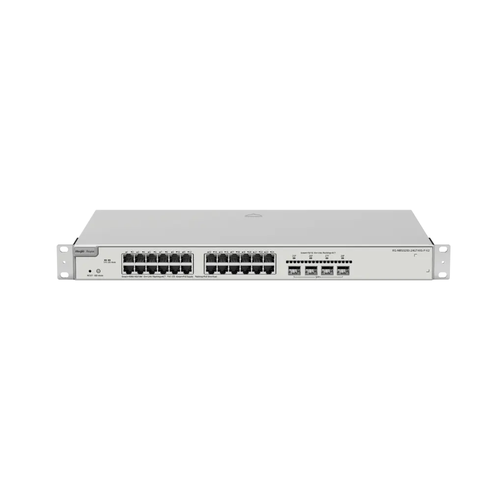 Ruijie RG-NBS3200-24GT4XS-P-V2, 24-Port Gigabit Layer 2+ Cloud Managed PoE Switch, 4 x 10G Uplinks
