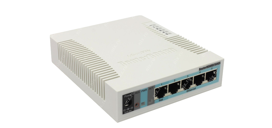Mikrotik CSS106-5G-1S RB260GS 5x Gigabit Ethernet Smart Switch, SFP cage, plastic case, SwOS
