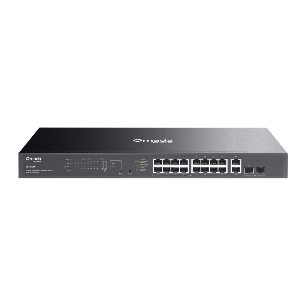 TP-Link ES220GMP Omada 20-Port Gigabit Easy Managed Switch with 16-Port PoE+ (250W)
