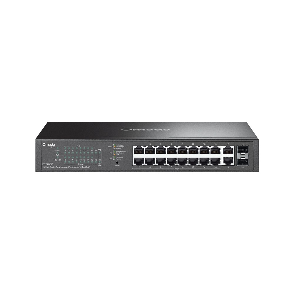 TP-Link ES220GP Omada 20-Port Gigabit Easy Managed Switch with 16-Port PoE+ (150W)
