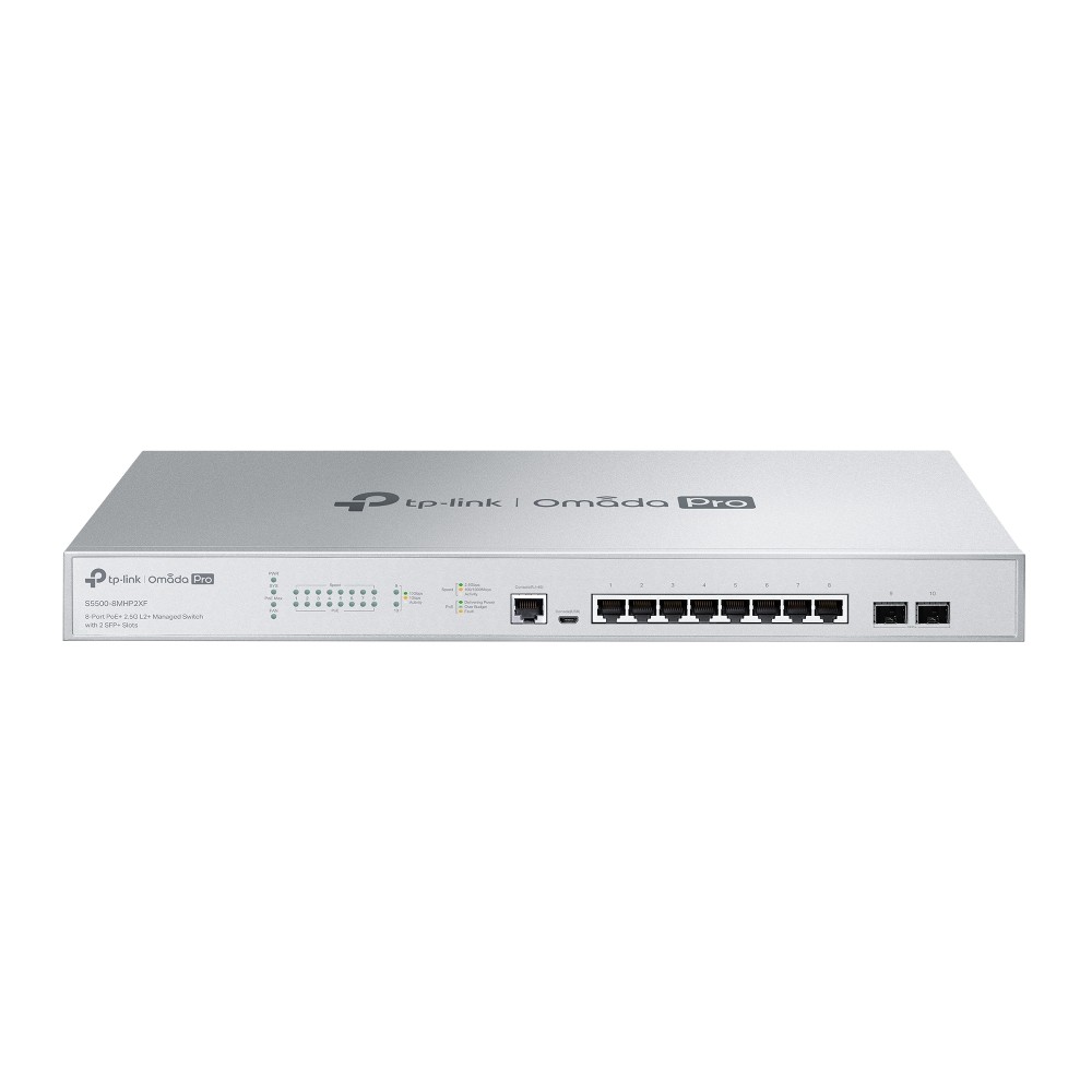 TP-Link S5500-8MHP2XF Omada Pro 8-Port PoE+ 2.5G L2+ Managed Switch with 2 SFP+ Slots