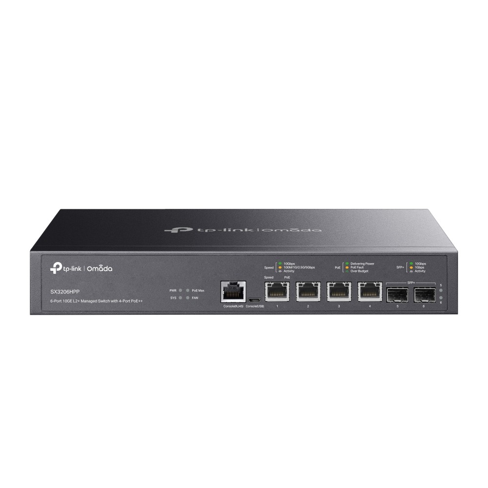 TP-Link SX3206HPP Omada 6-Port 10GE L2+ Managed Switch with 4-Port PoE++