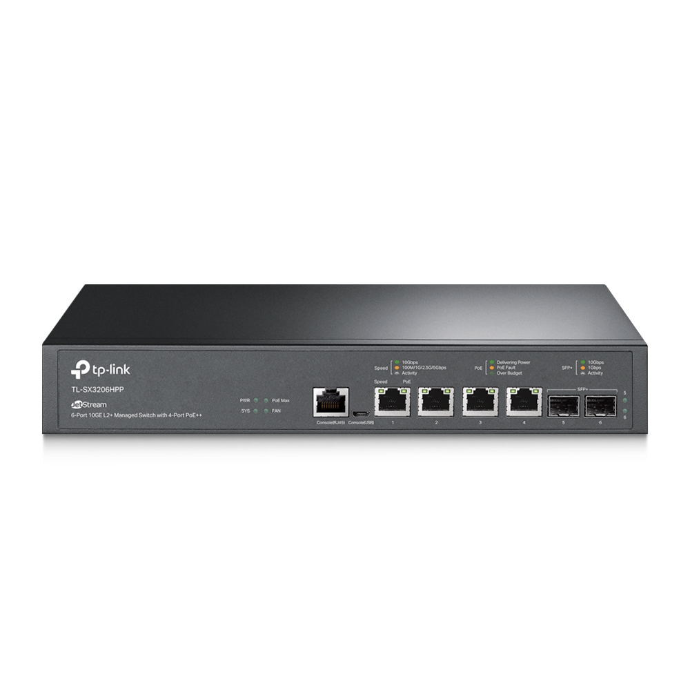 TP-Link SX3206HPP Omada 6-Port 10GE L2+ Managed Switch with 4-Port PoE++