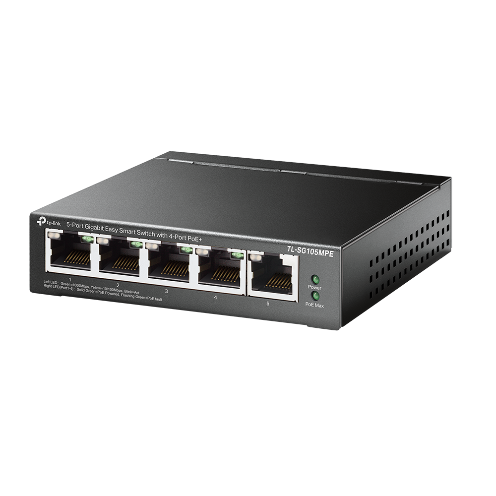 TP-Link TL-SG105MPE 5-Port Gigabit Easy Smart Switch with 4-Port PoE+ (120 W)