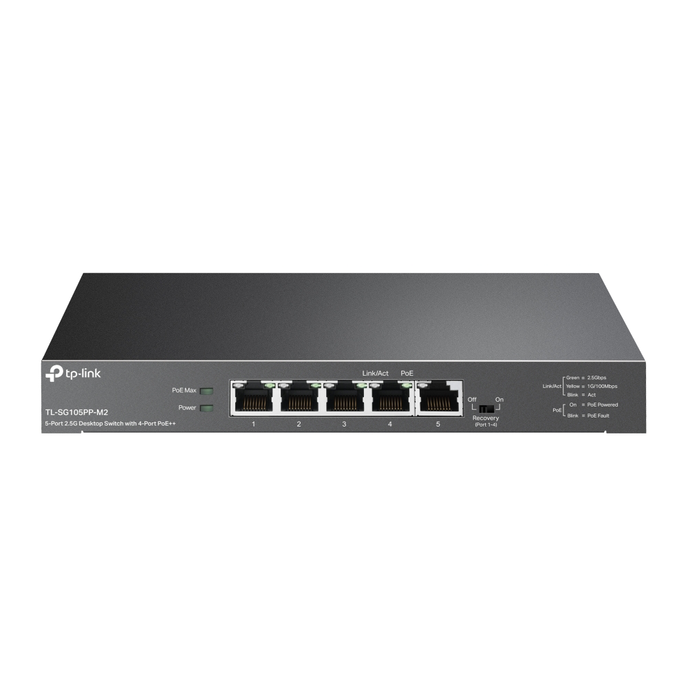 TP-Link TL-SG105PP-M2 5-Port 2.5G Desktop Switch with 4-Port PoE++