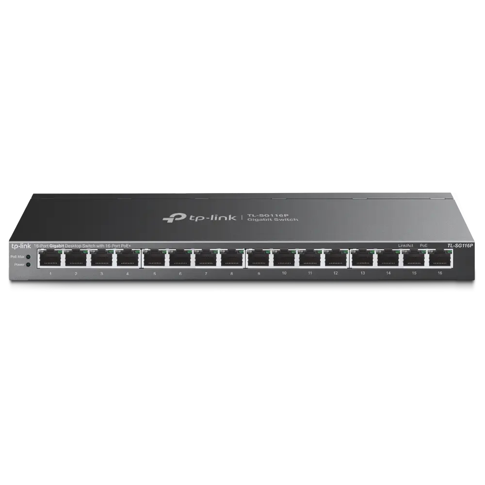 TP-Link TL-SG116P 16-Port Gigabit Desktop Switch with 16-Port PoE+