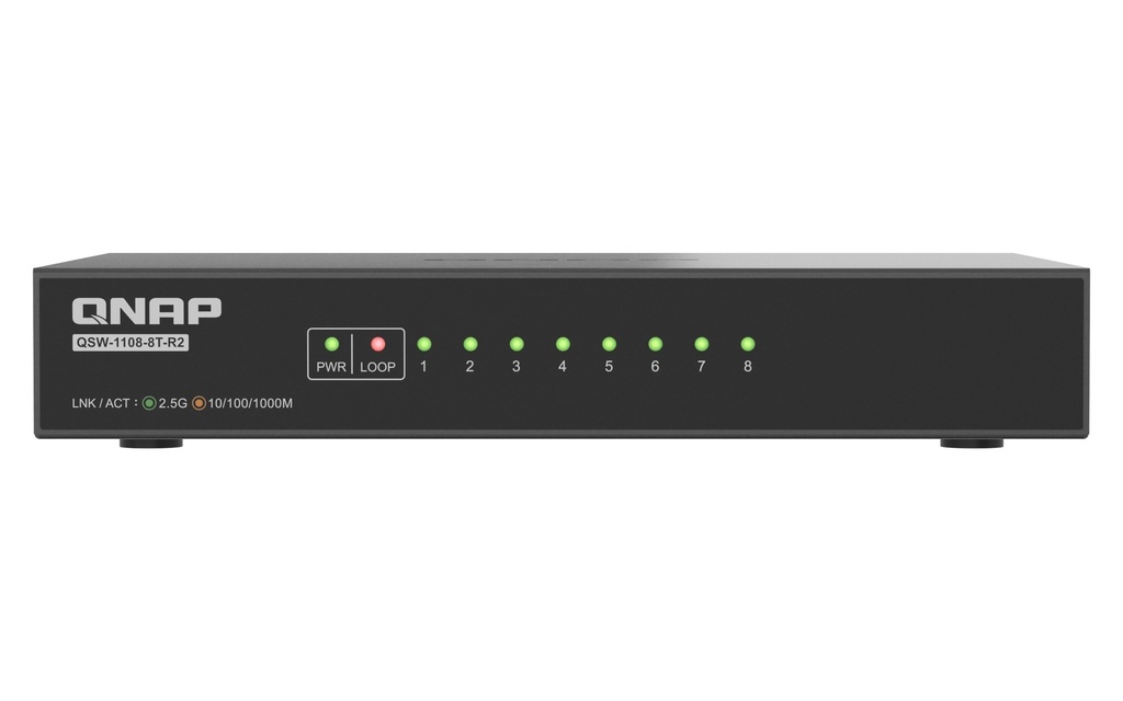 QNAP QSW-1108-8T-R2 8-Port 2.5GbE Multi-Gig Unmanaged Fanless Desktop Switch