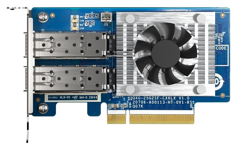 QNAP QXG-25G2SF-CX6 Dual-Port 25GbE SFP28 Network Card, NVIDIA Mellanox ConnectX-6 Lx, PCIe Gen4 x8
