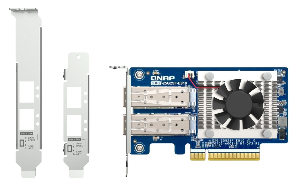 QNAP QXG-25G2SF-E810 Dual-Port 25GbE SFP28 Network Card, Intel E810-XXVAM2, PCIe Gen4 x8 Low-Profile