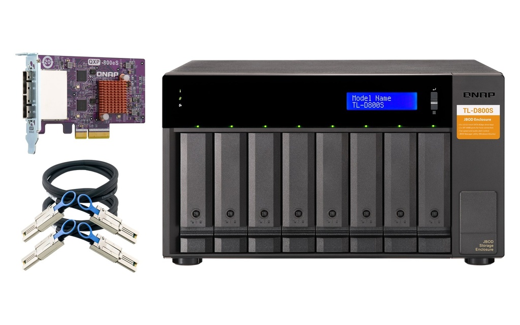 QNAP TL-D800S 8-Bay Desktop SATA 6Gbps JBOD Expansion Enclosure with QXP-800e-A1164 PCIe Card