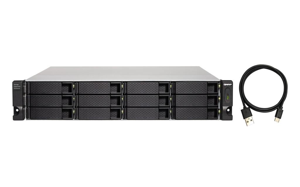 QNAP TL-R1200C-RP 12-Bay 2U Rackmount USB 3.2 Gen 2 Type-C JBOD Expansion Enclosure, Redundant PSU