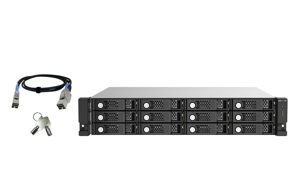 QNAP TL-R1220SEP-RP 12-Bay 2U SAS 12Gb/s JBOD Expansion Enclosure, 4 x SFF-8644 Wide Ports, Redundant PSU