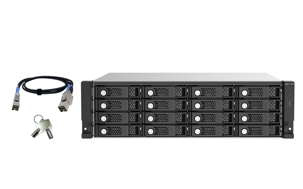 QNAP TL-R1620SEP-RP 16-Bay 3U SAS 12Gb/s JBOD Expansion Enclosure, 4 x SFF-8644 Wide Ports, Redundant PSU