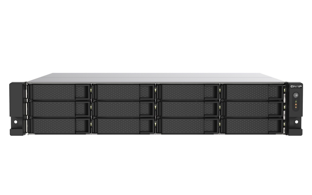 QNAP TS-1273AU-RP-8G 12-Bay 2U Rackmount NAS, AMD Ryzen V1500B, 8GB, 2 x 2.5GbE, 2 x PCIe, Redundant PSU