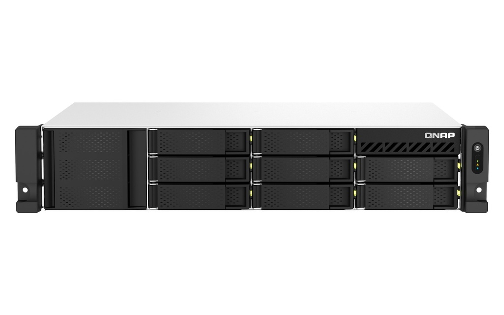 QNAP TS-873AEU-RP-4G 8-Bay 2U Short-Depth Rackmount NAS, AMD Ryzen V1500B, 4GB, 2 x 2.5GbE, 2 x M.2, Redundant PSU