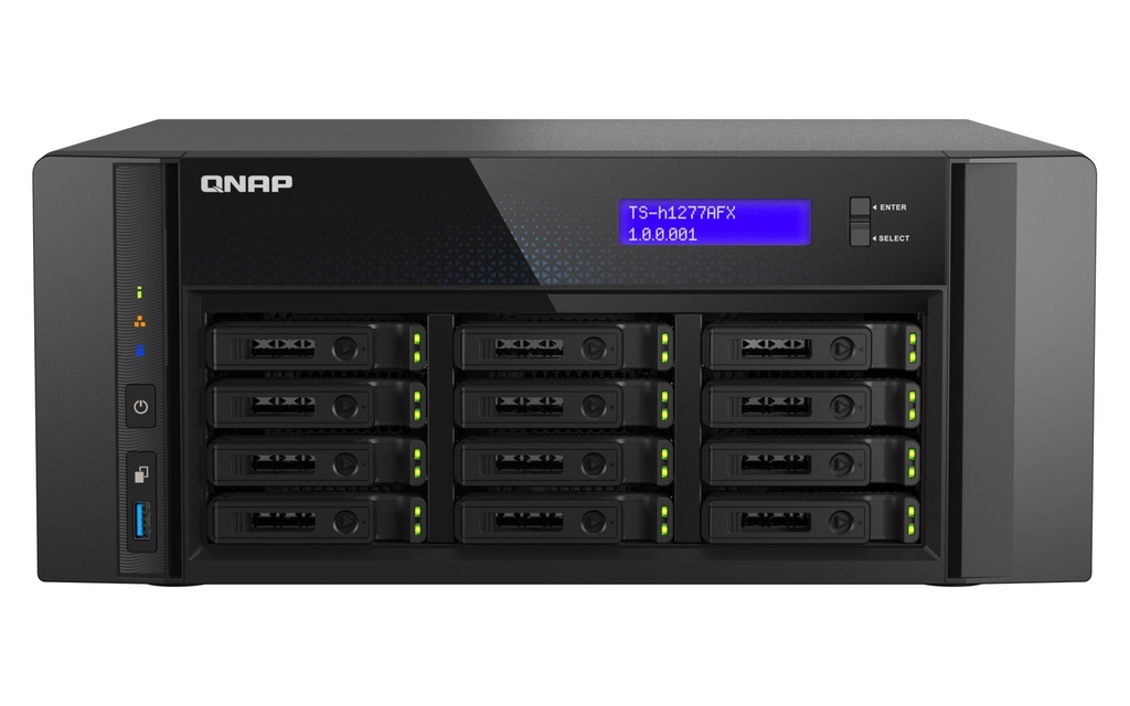 QNAP TS-H1277AFX-R7-32G 12-Bay All-Flash Tower NAS, Ryzen 7 9000 8C/16T, 32GB DDR5 ECC, 2 x 10GbE, 3 x PCIe Gen4