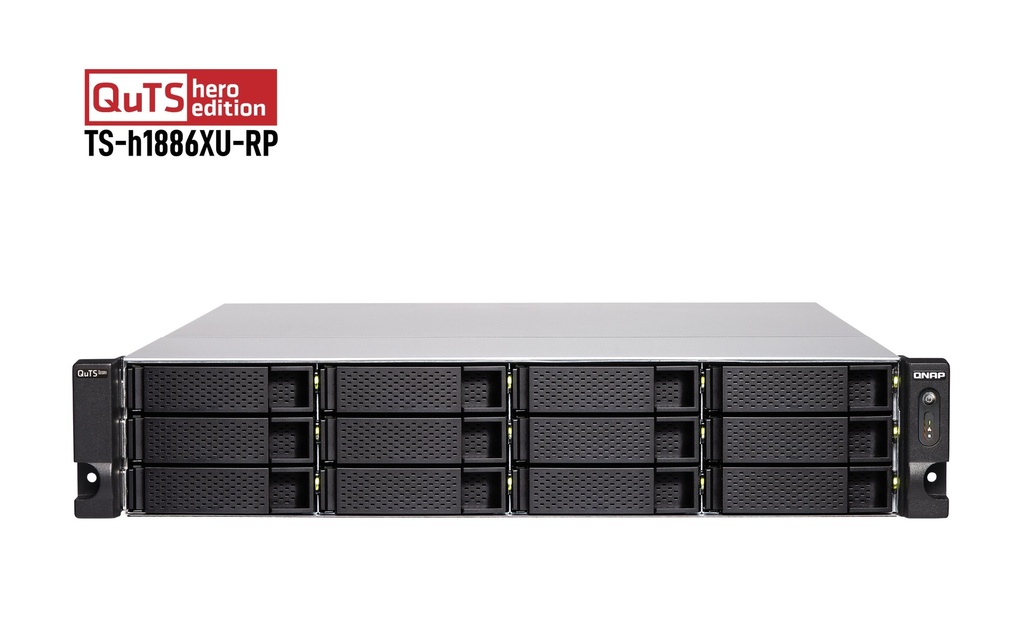 QNAP TS-H1886XU-RP-R2-D1622-32G 12+6-Bay 2U Rackmount NAS, Xeon D-1622, 32GB DDR4 ECC, 2 x 10GbE SFP+, Redundant PSU