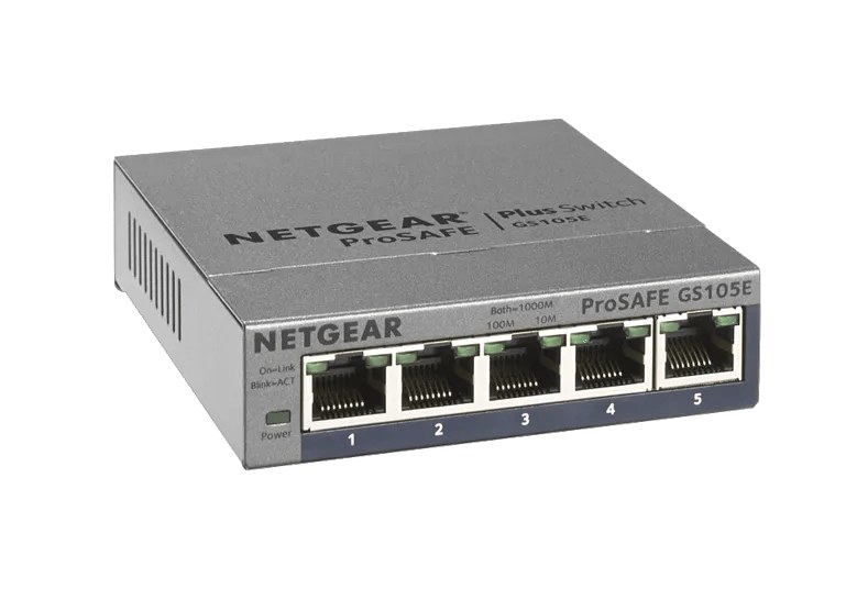 Netgear GS105E 5-Port Gigabit Ethernet Plus (Easy Smart) Managed Switch, VLAN and QoS