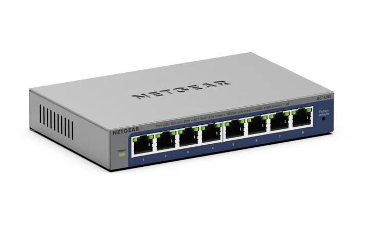Netgear GS108E 8-Port Gigabit Ethernet Easy Smart Managed Switch, VLAN and QoS, Fanless