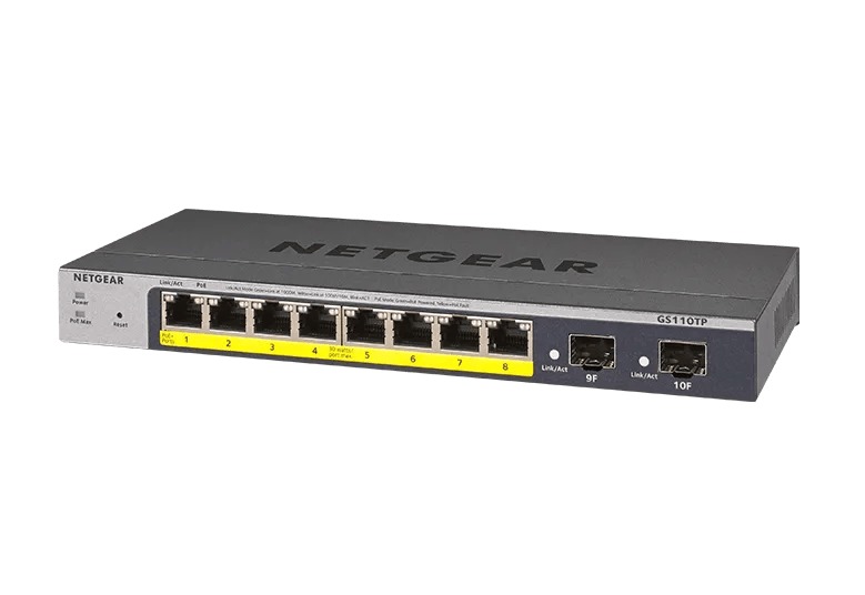 Netgear GS110TP 8-Port Gigabit PoE+ Smart Switch with 2 SFP, 55W PoE Budget, Insight Cloud Management
