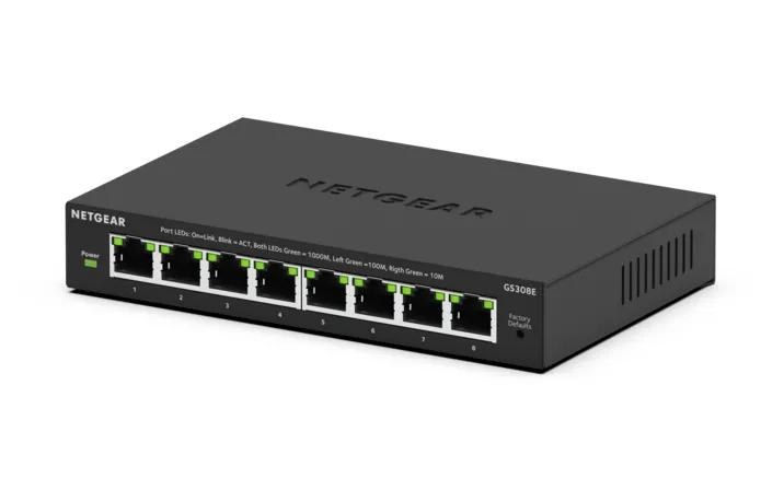 Netgear GS308E 8-Port Gigabit Ethernet Easy Smart Managed Essentials Switch, Fanless
