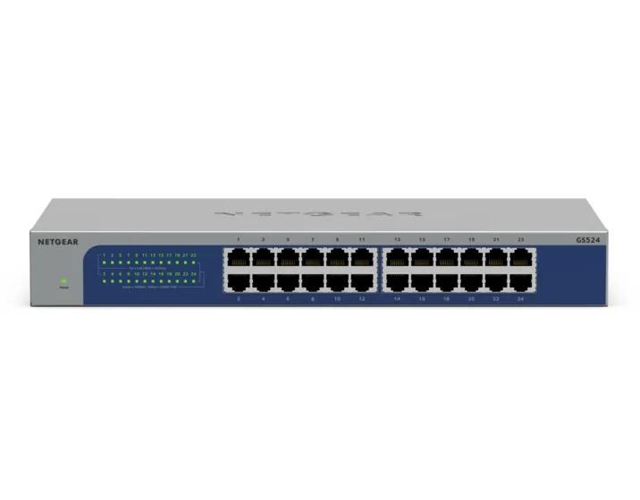 Netgear GS524 24-Port Gigabit Ethernet Unmanaged Switch, Fanless Metal, Desktop/Wall/Rackmount