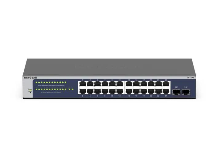Netgear GS724T 24-Port Gigabit Smart Cloud Managed Switch with 2 SFP Ports, Fanless, Insight Manageable