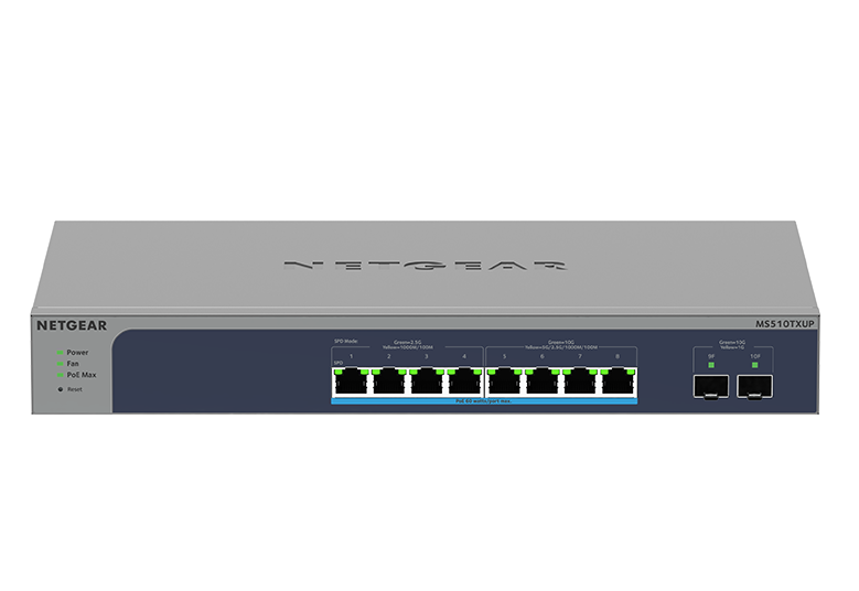 Netgear MS510TXUP 10-Port Multi-Gigabit/10G Ultra60 PoE++ Smart Switch, 295W PoE Budget, 2 x SFP+ 10G Uplinks