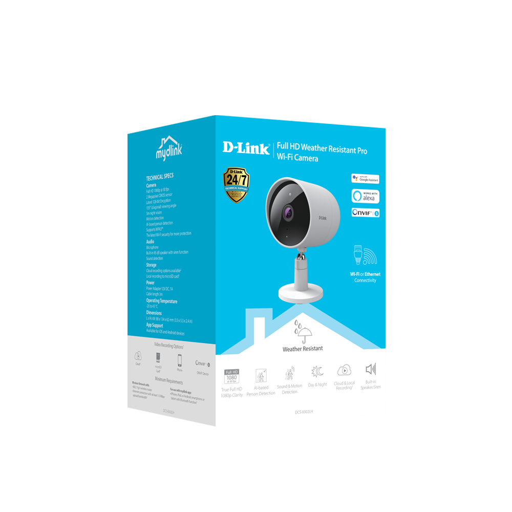 D-Link DCS-8302LH Full HD Outdoor Weather Resistant Pro Wi-Fi Camera