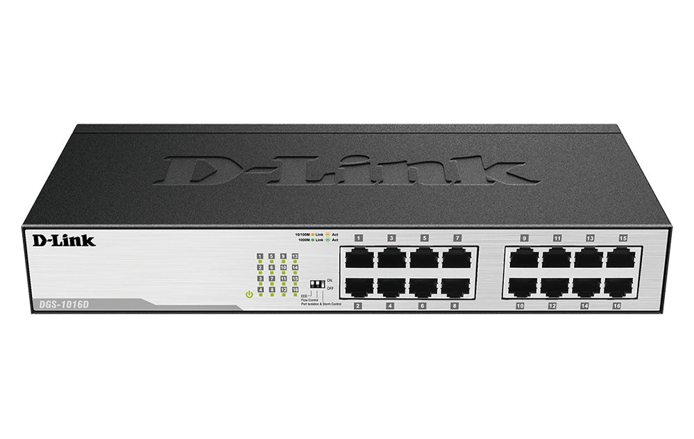D-Link DGS-1016D 16-Port Gigabit Unmanaged Switch (Metal Housing)