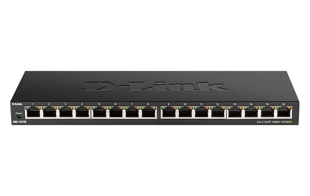 D-Link DGS-1016S 16-Port Low Profile Gigabit Unmanaged Switch (Metal Housing)